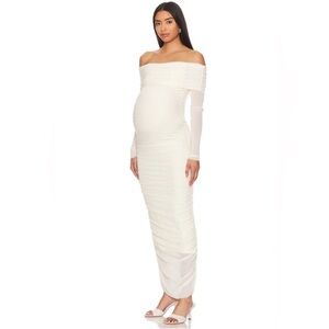Bumpsuit ivory maternity bodycon midi dress